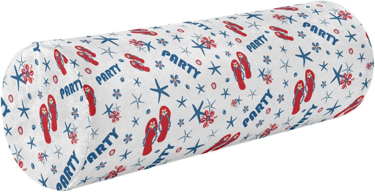 Party Flip Flop Shoe Bolster Pillow Decorative Small Neck Roll Pillow 17 Round Pillow Insert Cylinder Pillow Bed Back Support