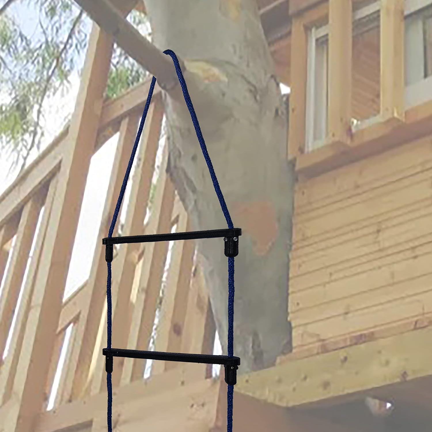 E-Z-TY Escalera de cuerda reutilizable de 3 peldaños (blanco)
