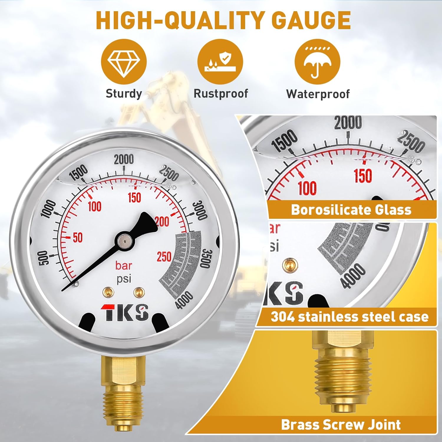 Kit de prueba de presión hidráulica, 600 bares8700 psi60 mpa, 3 calibradores, 12 conectores en T, 3 mangueras de prueba, kit de calibre hidráulico,