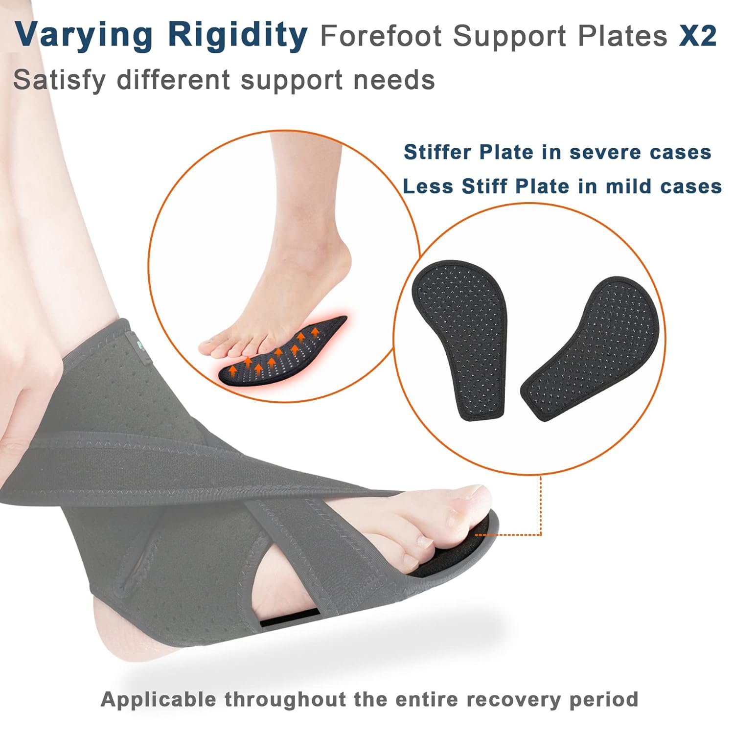JOMECA Soporte de pie mejorado para caminar con zapatos, placas de soporte dobles para el antepié, ajustable, suave, caída del pie, TBI, ALS, MS,