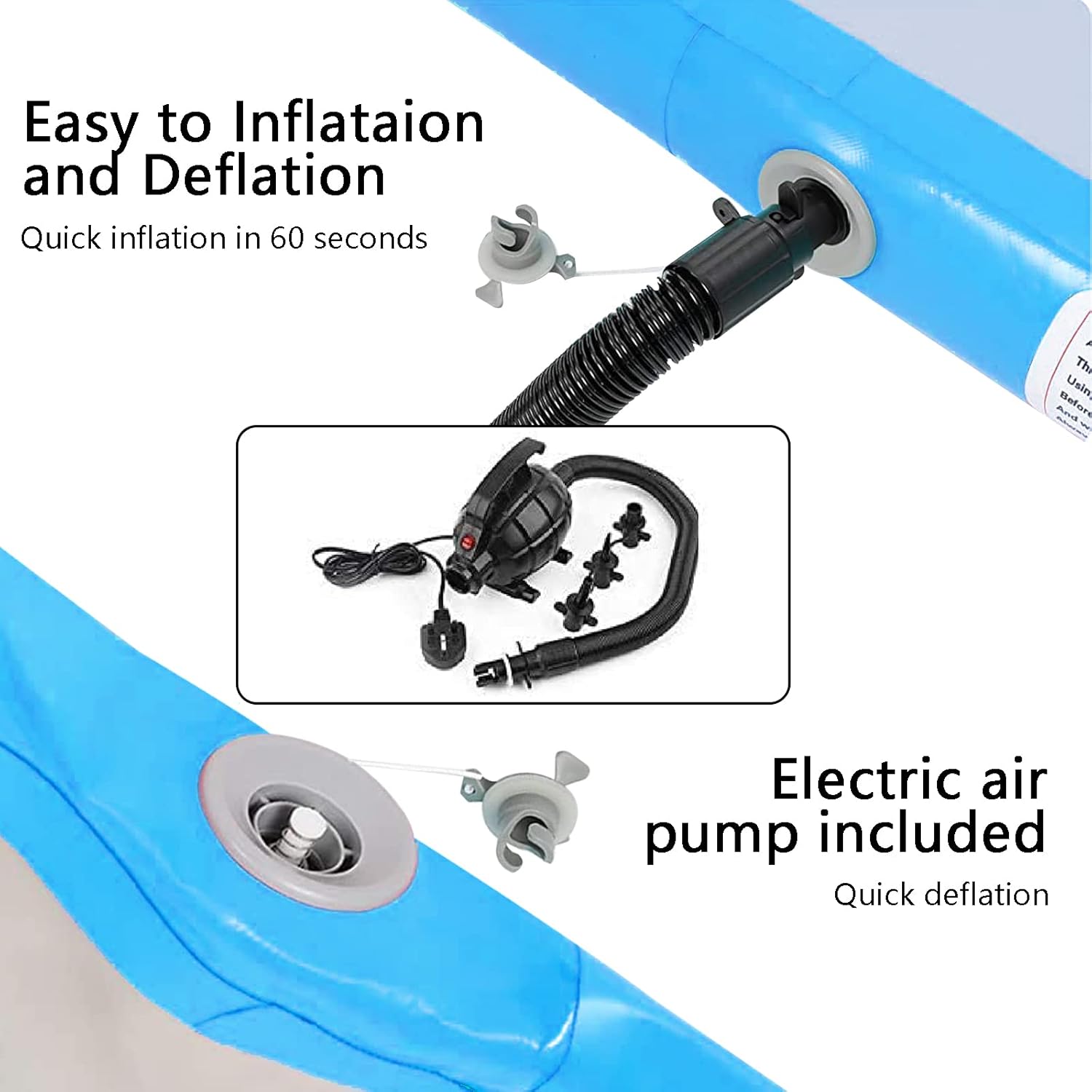 XHYCPY Colchoneta inflable de gimnasia de 13, 16 y 20 pies, extra ancha de 4.3 pies de grosor y 4 pulgadas, con bomba de aire eléctrica