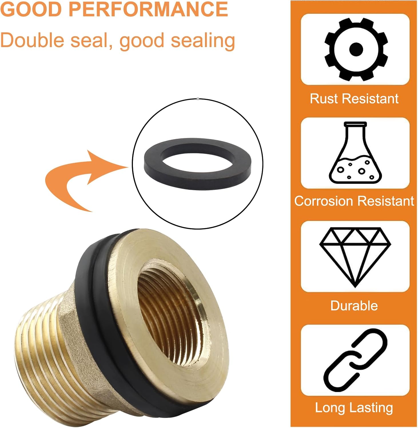 2 conectores de mamparo de latón, hembra de 34 pulgadas, conector de tanque de agua macho de 1 pulgada, montaje de mamparo de doble rosca con