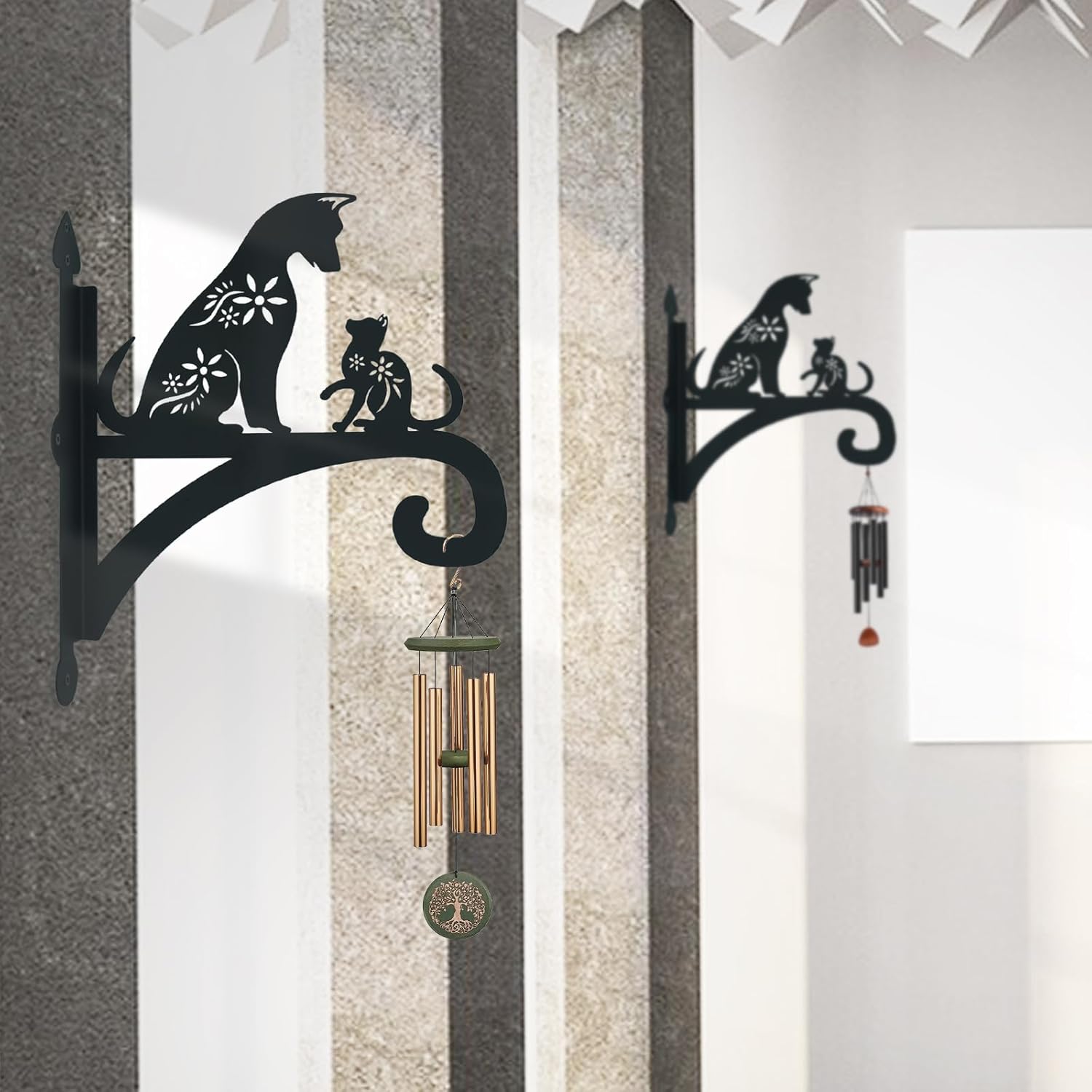 Perchas colgantes para plantas al aire libre, hierro resistente, diseño decorativo de gato y perro, soporte para plantas colgantes, gancho para