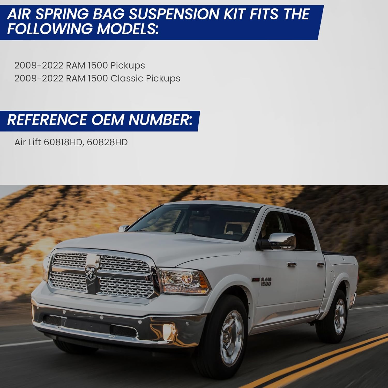 KEIYSHOLCK Kits de suspensión de bolsa de aire trasero de repuesto para Ram 15001500 Classic Pickups Heavy Duty Air Ride Helper Spring Bag de hasta