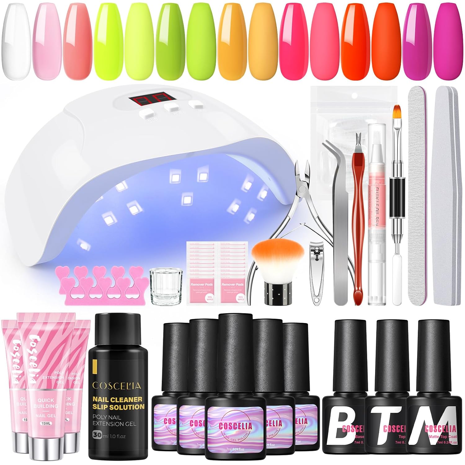 Kit de esmalte de uñas de gel con luz UV de Navidad, 3 piezas de gel de uñas de poliéster, 6 piezas, juego de esmalte de gel para todas las