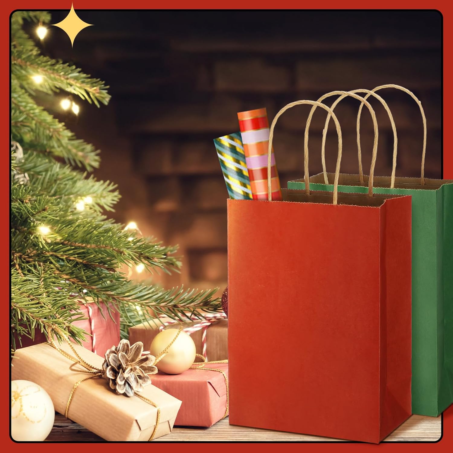Tenceur 100 bolsas de regalo de color verde salvia, bolsas de papel kraft verde salvia con asas, bolsas de regalo medianas para bodas, baby shower,