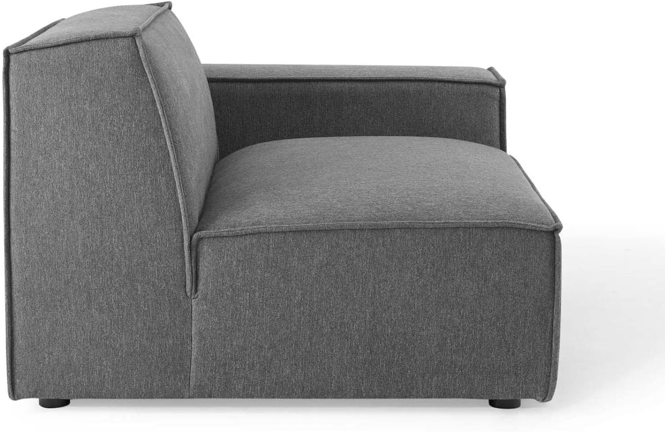 Modway Restore – Sofá modular tapizado, 5 piezas con diván, color carbón