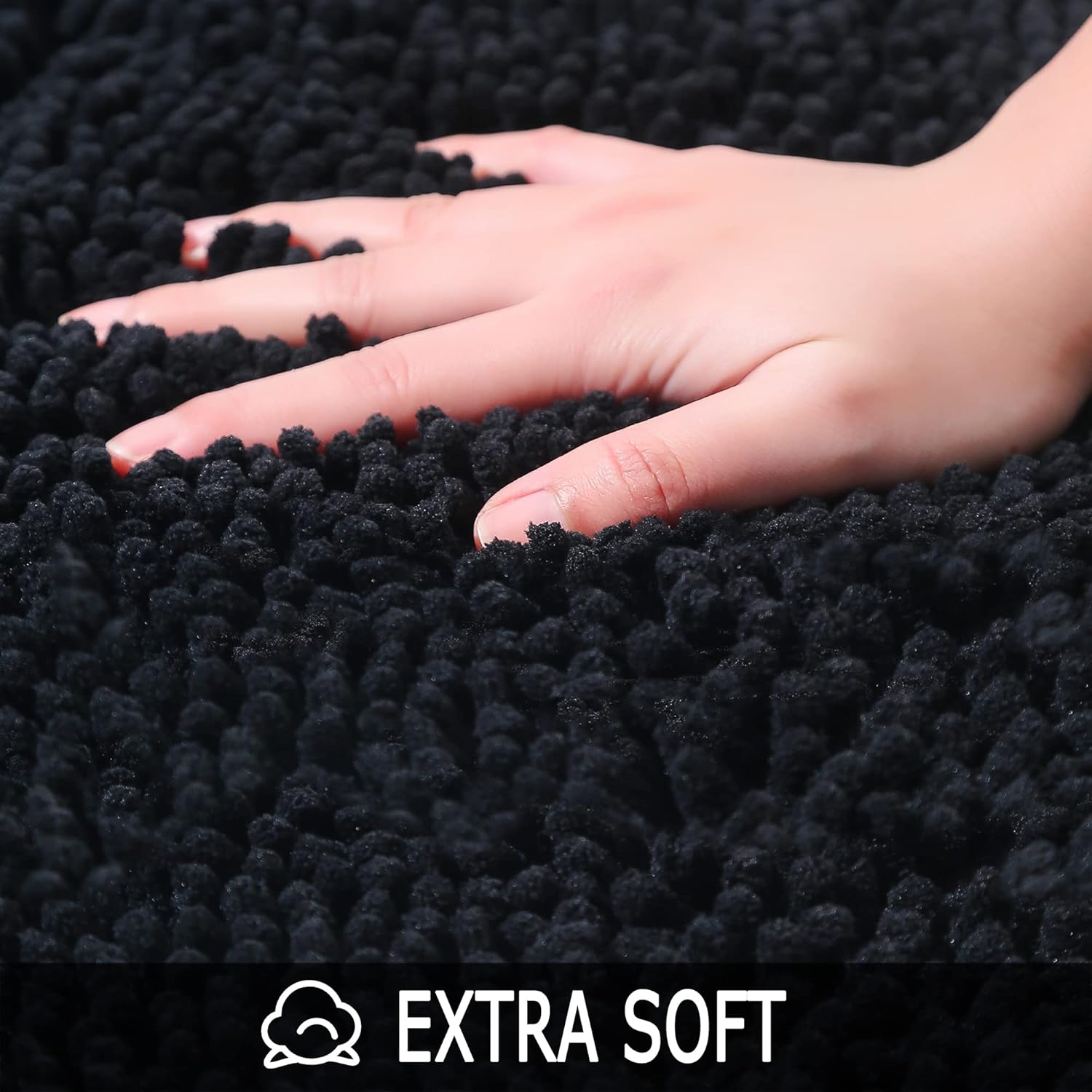 Alfombras de baño de felpilla en forma de U, extrasuaves y absorbentes, antideslizantes, de felpa lanuda para baño, lavable a máquina, alfombras de