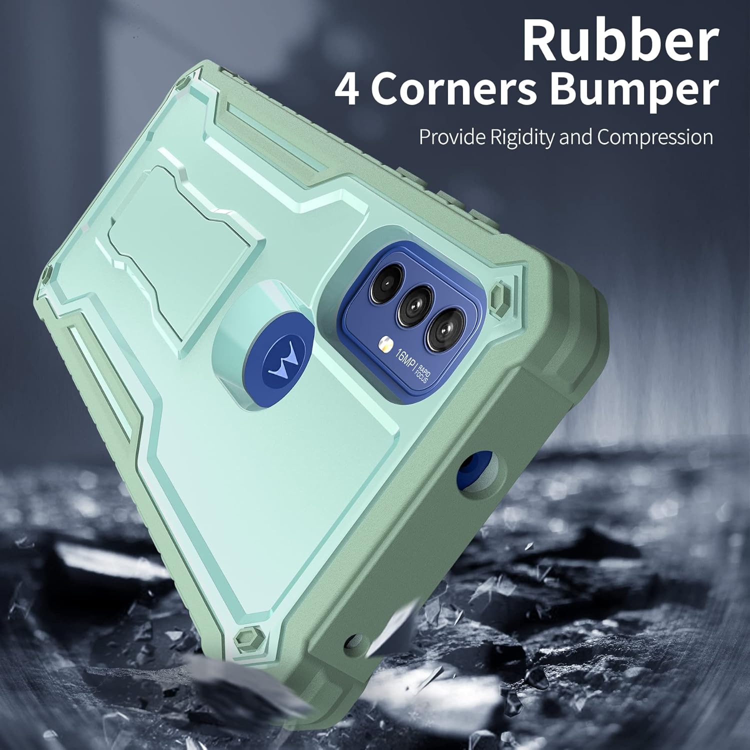 ExoGuard Funda para Moto G Play 2023, funda de goma resistente a prueba de golpes con protector de pantalla para teléfono Motorola G Play 2023,