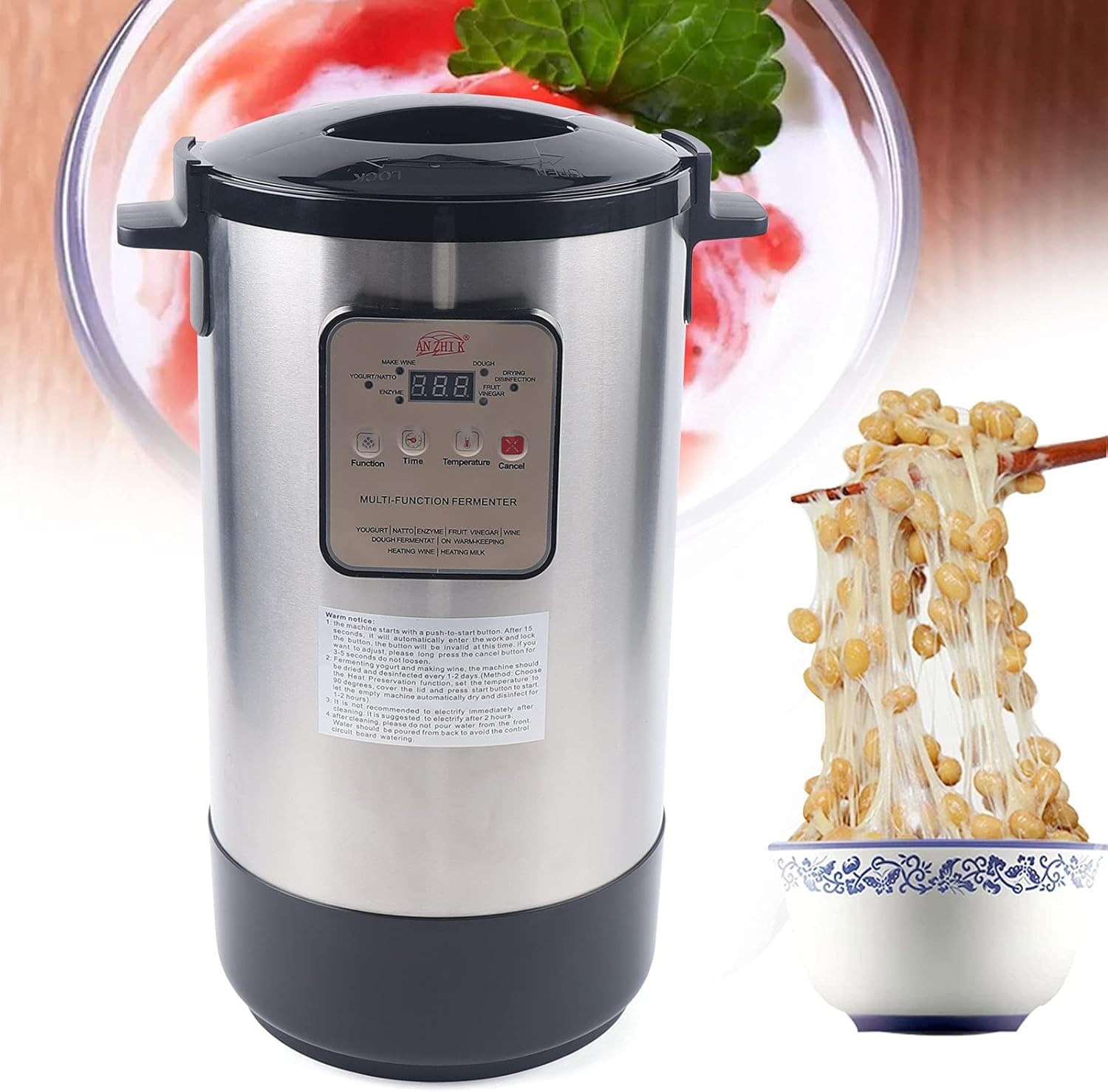 Gdrasuya10 Máquina eléctrica de yogur de 12 litros, máquina de fermentación automática multifuncional para enzimas, arroz, vino, masa de frutas,