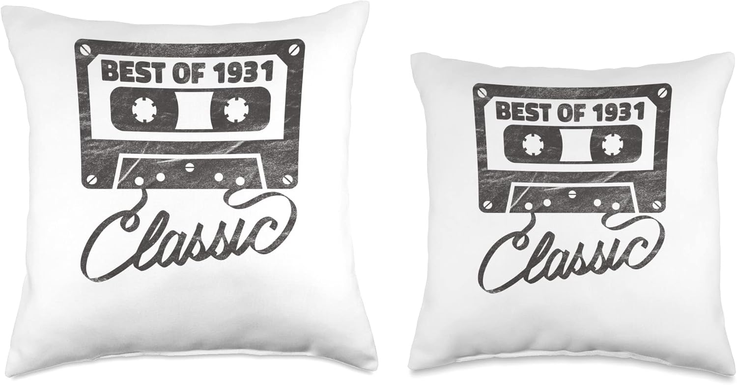 Best of 1931 Limited Edition Birthday Gifts Cassette Tape Throw Pillow, 16×16, Multicolor