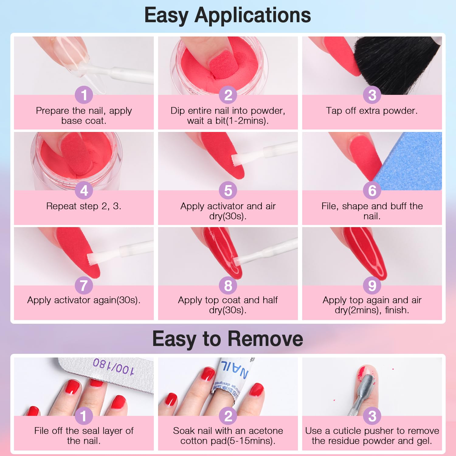 REDNEE Kit de manicura de inmersión de 33 piezas, 24 colores nude, rosa, neutro, sistema de polvo de inmersión para piel, conjunto líquido con base