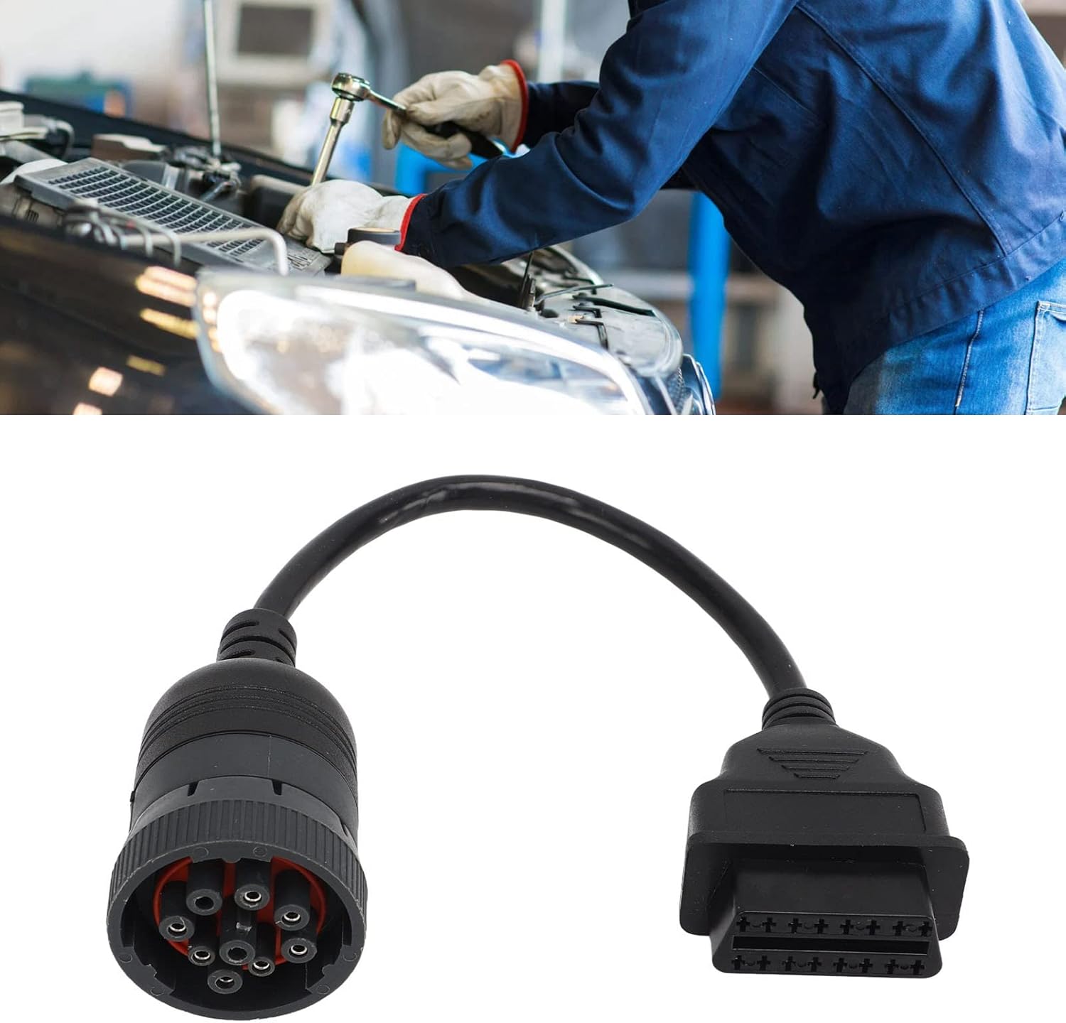 Pilipane Cable adaptador OBD2 de 9 pines a 16 pines para camiones pesados y vehículos comerciales, herramienta de diagnóstico automotriz universal