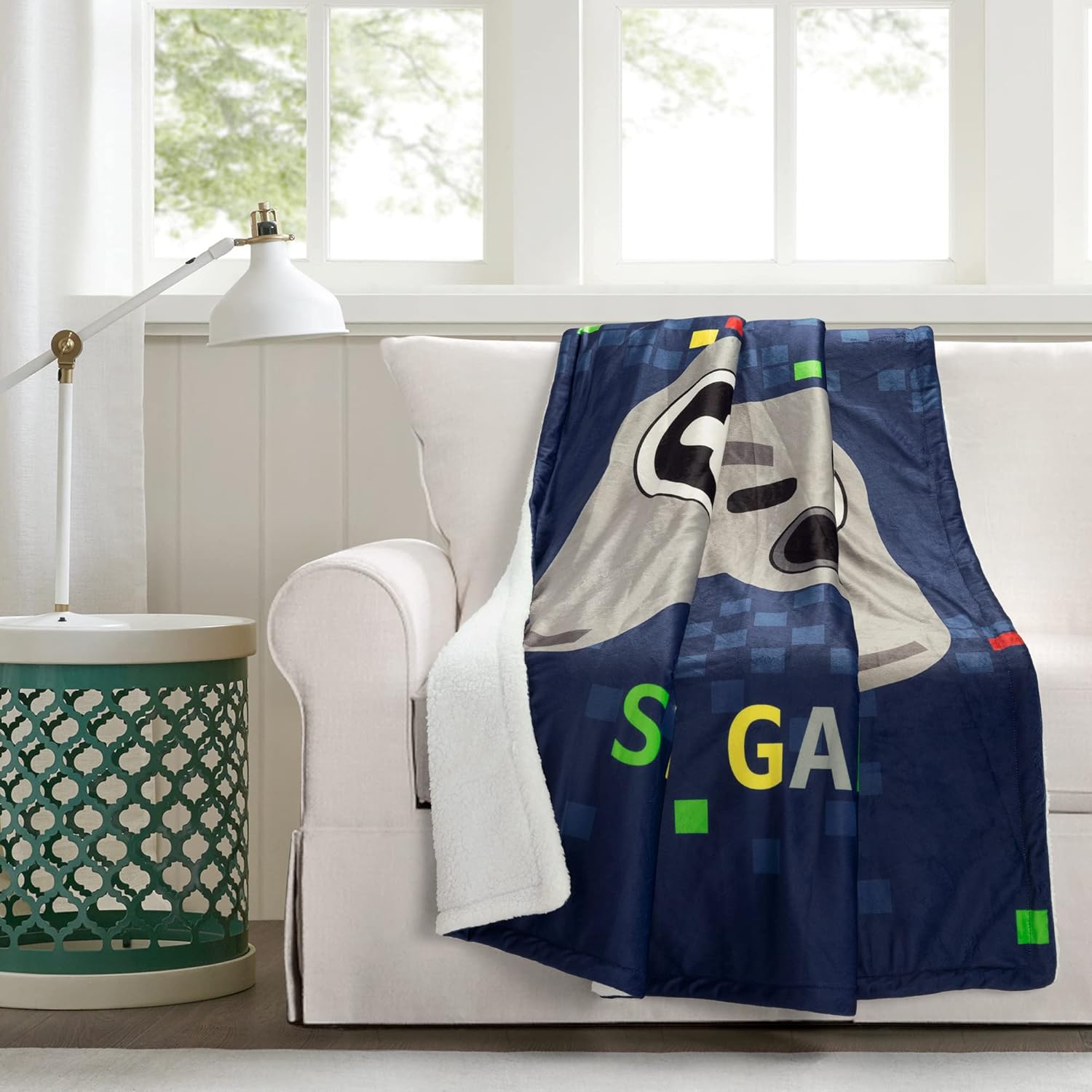 Lush Decor Manta Sherpa de videojuegos de 60 x 50 pulgadas, color azul marino