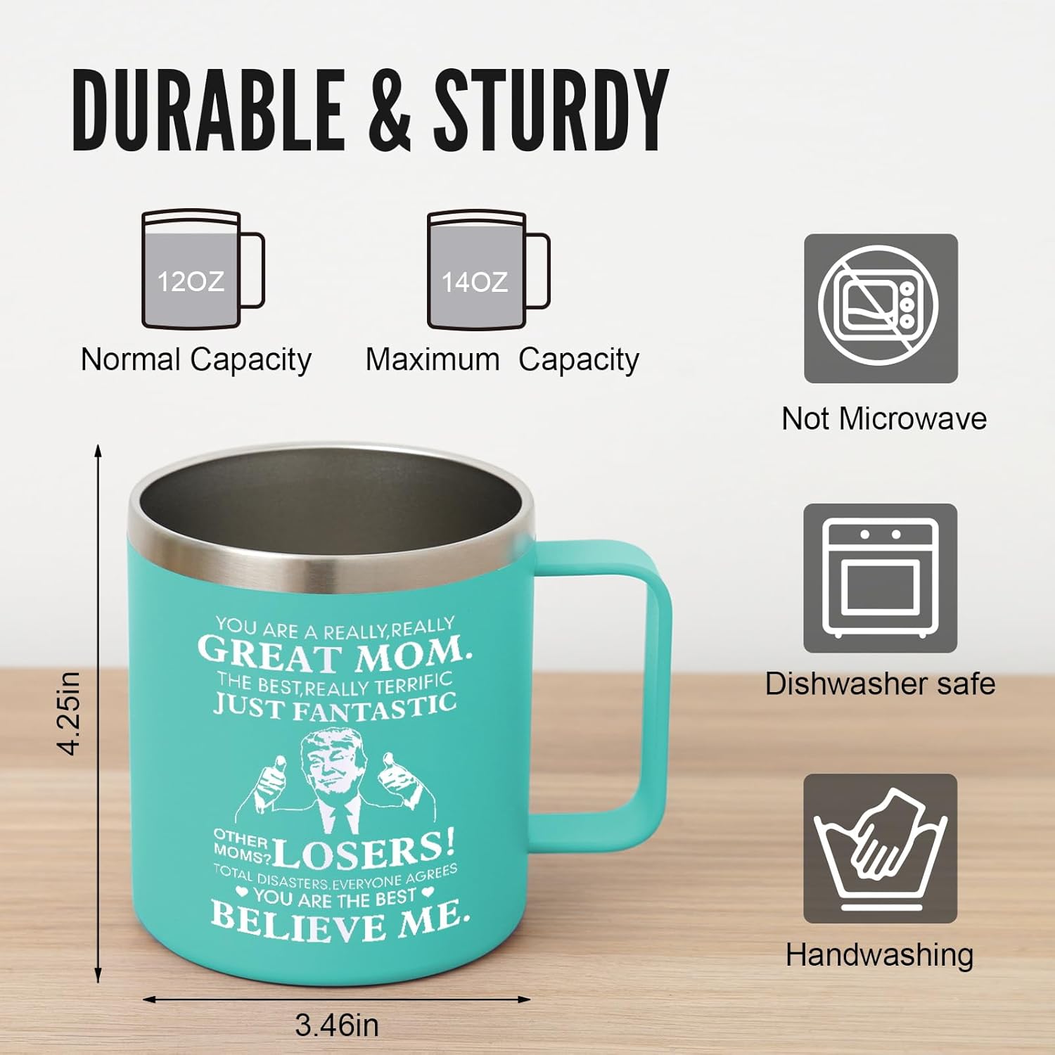 NOWWISH Regalos para el día de la madre para mamá de hija e hijo, taza de café con texto en inglés “You’re A Really Great Mom”, regalos de