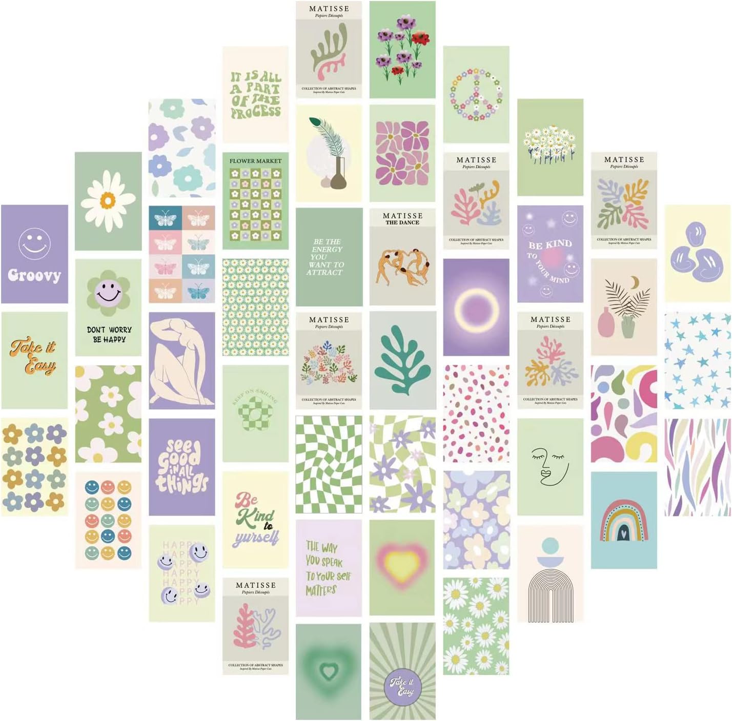 XBYGIMI Danish Pastel Wall Collage Kit Aesthetic Pictures, 50pcsDanish Pastel Room Decor Aesthetic, Matisse Wall Art Bedroom Decor for Women, Danish