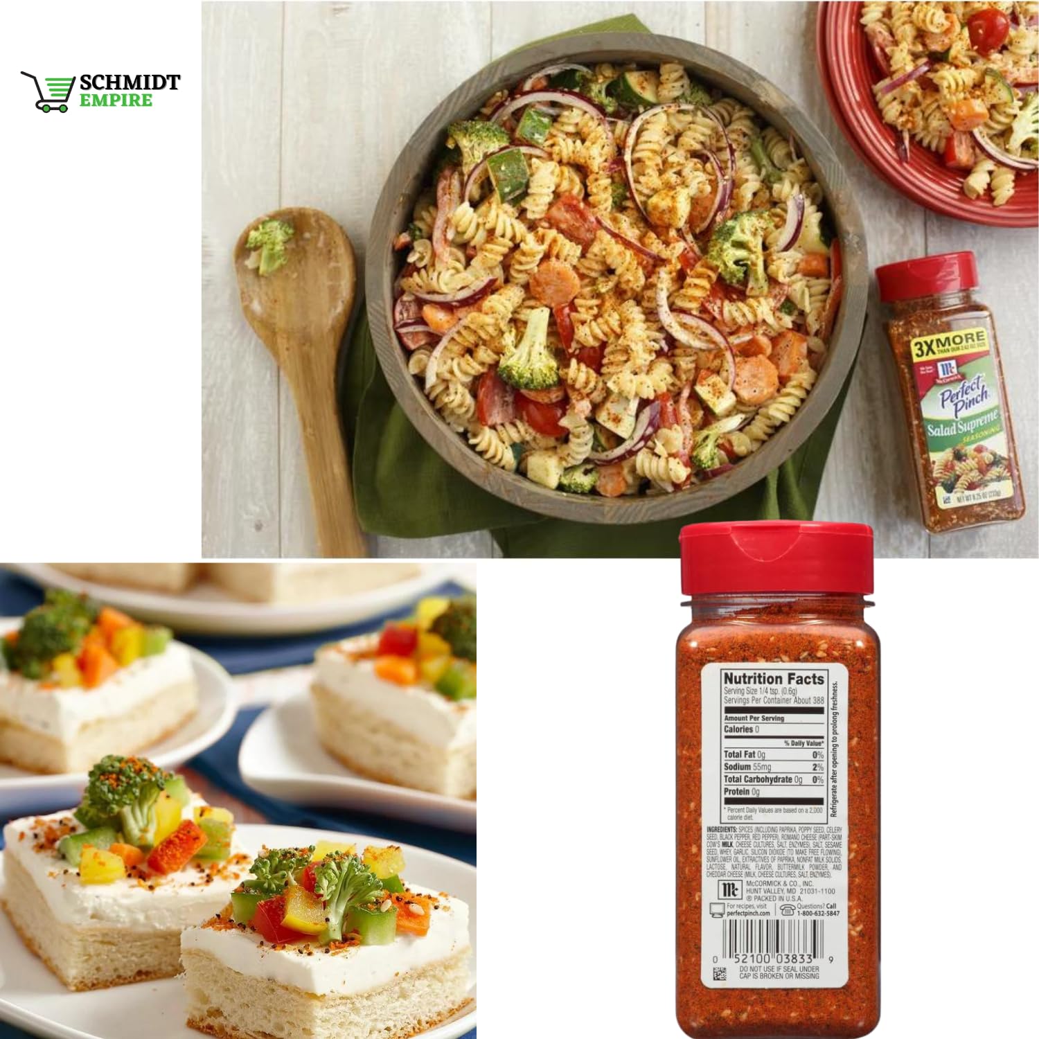 McCormick Perfect Pinch Salad Supreme Seasoning, 8.25 onzas de especias y condimentos mixtos + 1 protector de tarjeta SchmiidtEmpire + adhesivo