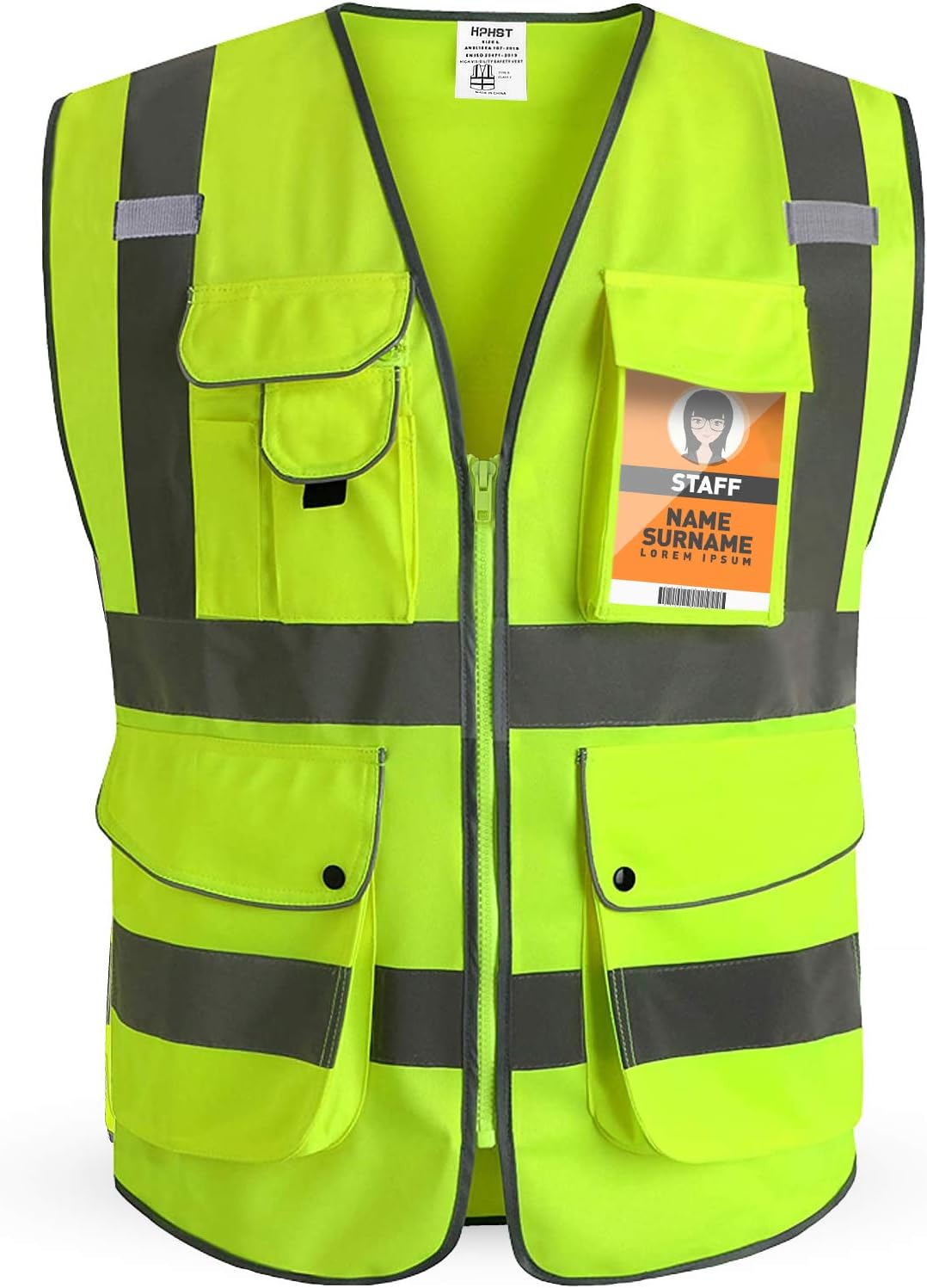 Chaleco de seguridad reflectante con múltiples bolsillos para mujeres y hombres, chaleco de alta visibilidad para trabajadores de construcción