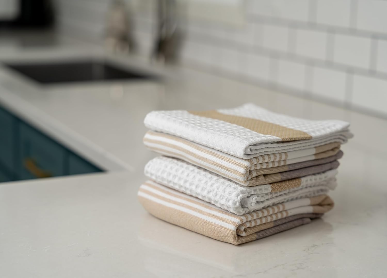 MyPillow Toallas de cocina, paquete de 4 paños de cocina, color marrón