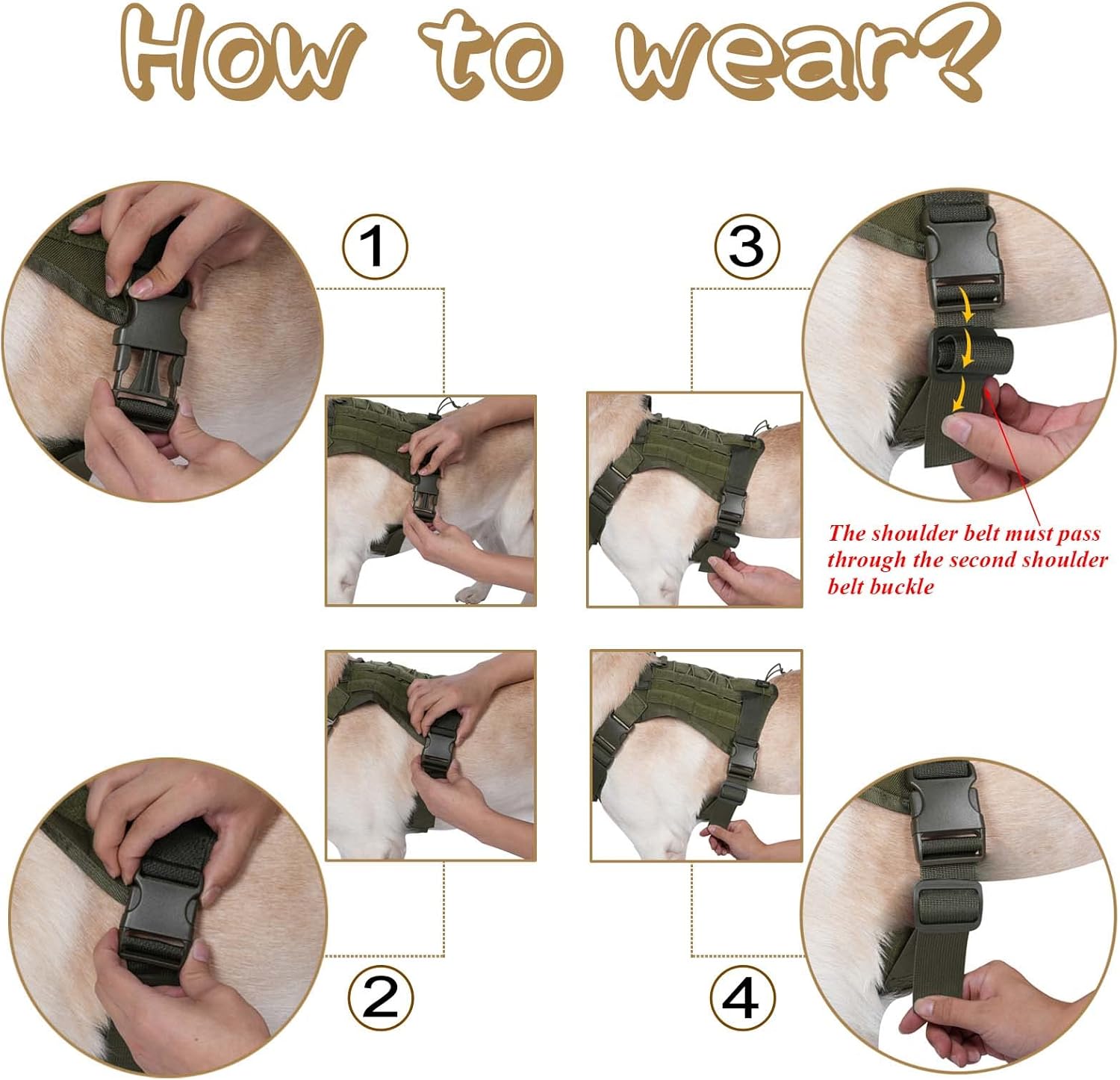 Arnés táctico para perro, arnés para perros medianos sin tirones, con paneles Molle y bucle, chaleco militar con asa resistente para entrenamiento