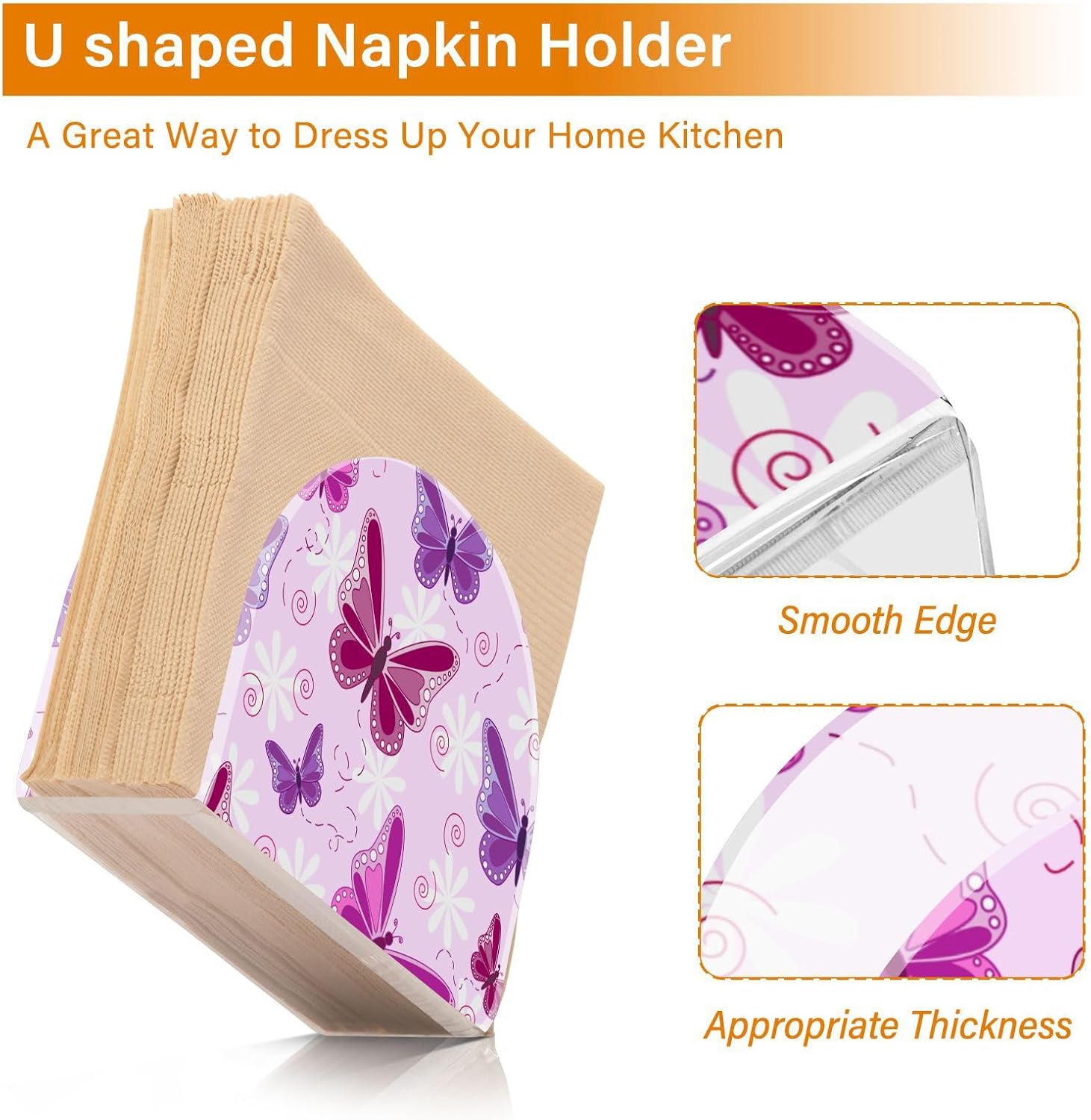 Napkin Holder Elegant Butterfly Napkin Holders for Tables, Clear Acrylic Napkin Holders Cocktail Napkin Holder for Kitchen Restaurant Bar Home Decor