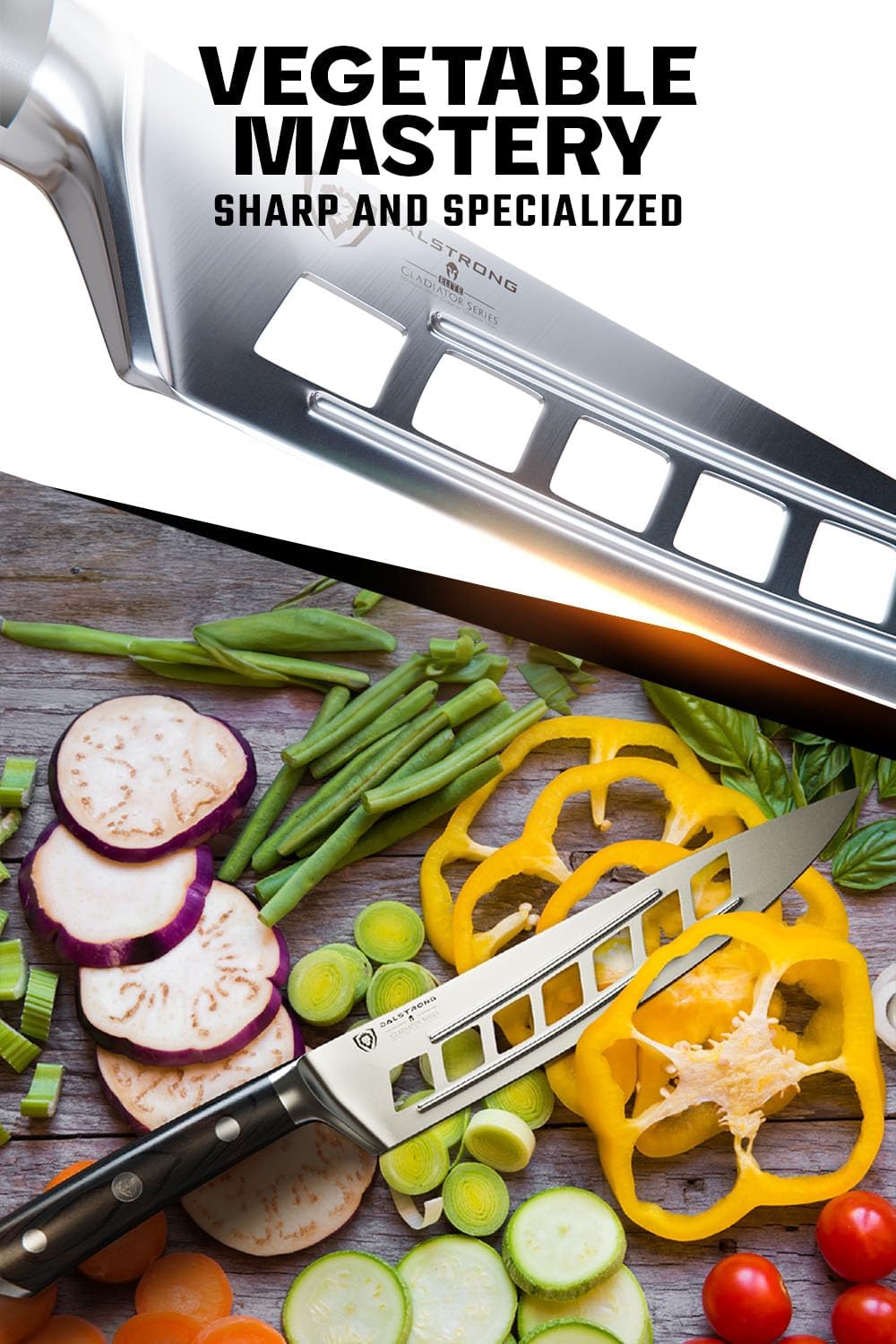 DALSTRONG – Cuchillo de chef, serie Gladiador, acero forjado alemán de alto carbono ThyseenKrupp, espiga completa, con funda