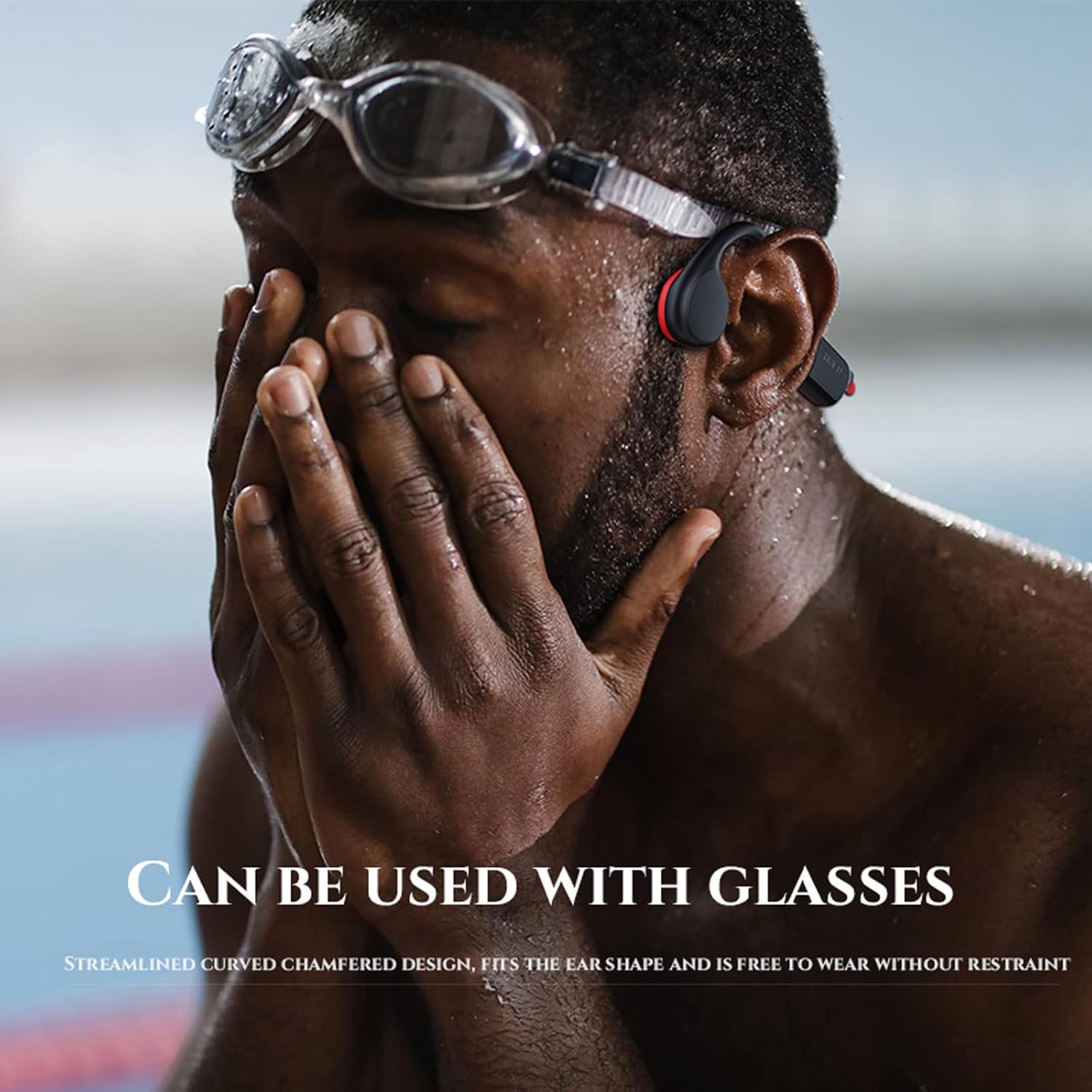 Gogailen Auriculares de conducción ósea para natación, auriculares submarinos para natación, memoria integrada de 32G IPX8 impermeable, Bluetooth