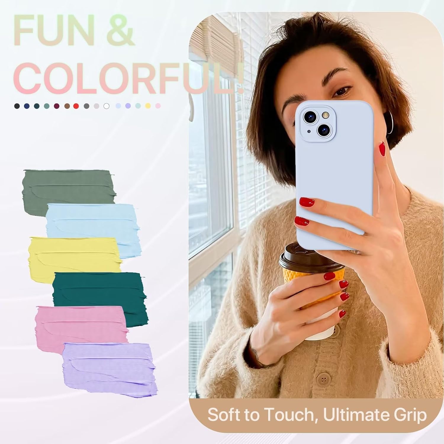 GOODVISH Funda compatible con iPhone 15, funda de silicona mejorada protección mejorada de la cámara con 2 protectores de pantalla, forro interior