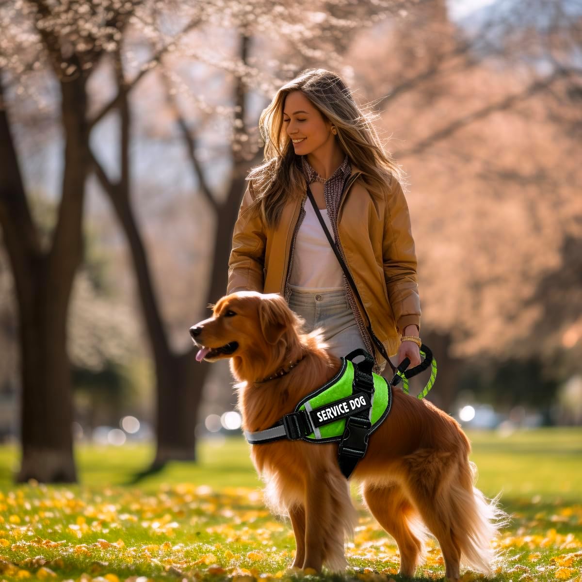Chaleco de servicio para perro, 9 parches para perros, arnés y correa para perro con asa, arnés de chaleco para mascotas fácil de poner y quitar con