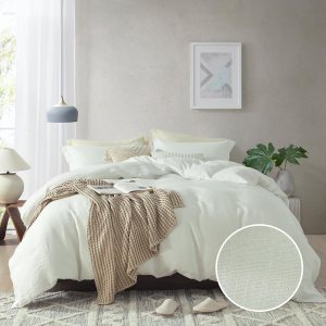 CozyQQ Funda de edredón 100% lino, lino belga lavado natural, transpirable, suave, 3 piezas, funda de edredón King con cierre de cremallera, 8 lazos CozyQQ Funda de edredón 100% lino, lino belga lavado natural, transpirable, suave, 3 piezas, funda de edredón King con cierre de cremallera, 8 lazos