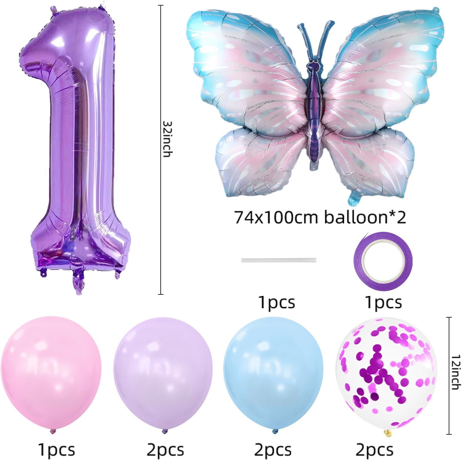 Decoraciones de cumpleaños de mariposa, 23 piezas de globos de mariposa moradas, decoraciones de mariposa para fiesta de cumpleaños, baby shower