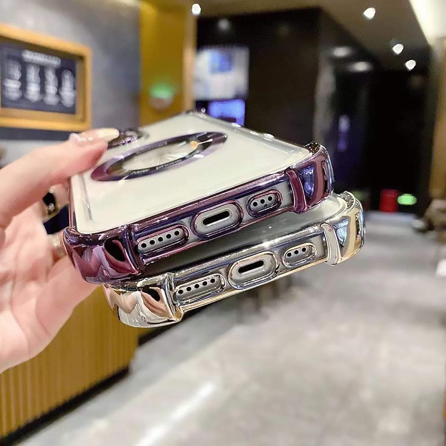 Eiyikof Funda magnética transparente para iPhone 13 Pro Max, protección de lujo brillante en las cuatro esquinas, a prueba de golpes, de grado