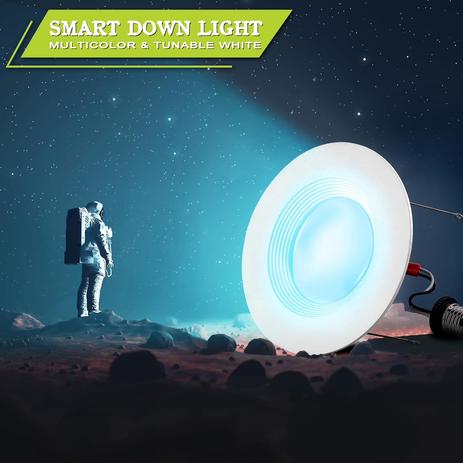 Luces LED inteligentes de 6 pulgadas, 12 W, 1000 lúmenes, paquete de 4 luces LED inteligentes que funcionan con AlexaGoogle, iluminación empotrada