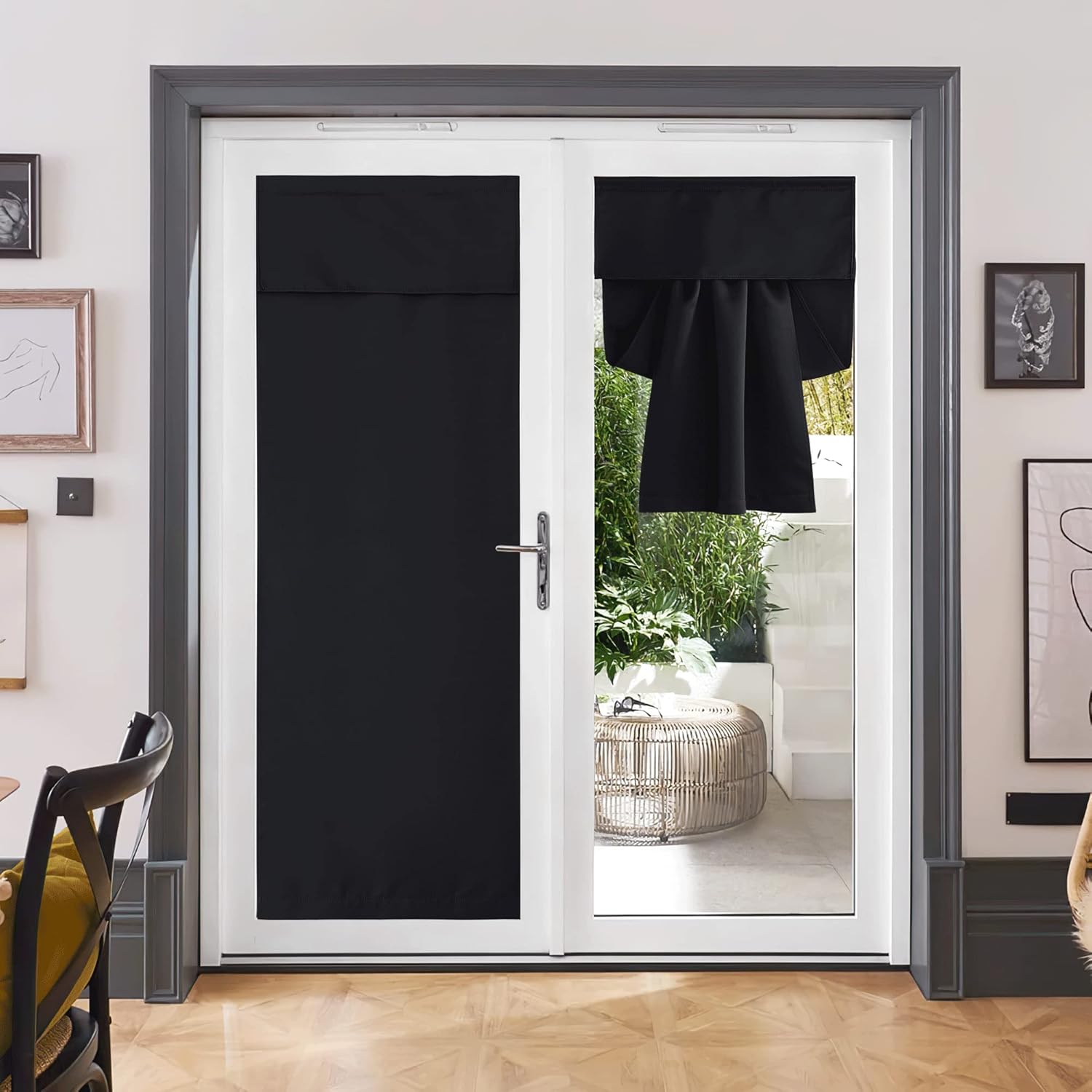 RYB HOME Cortinas de puerta francesa de privacidad, longitud autoadhesiva, longitud ajustable, cortinas de ventana para puerta Tricia, patio, puerta