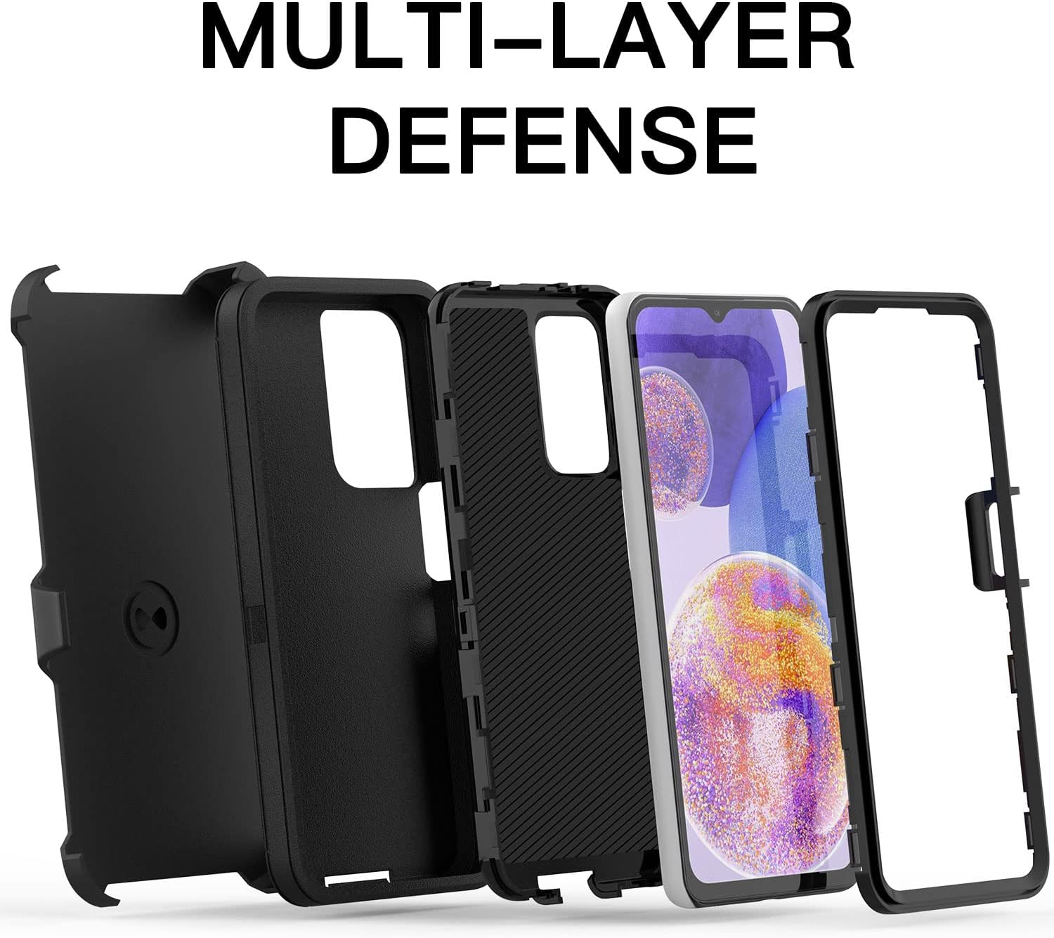 AICase Funda para Galaxy A23 con clip para cinturón (6.6 pulgadas), resistente y resistente, protección duradera de grado militar, a prueba de