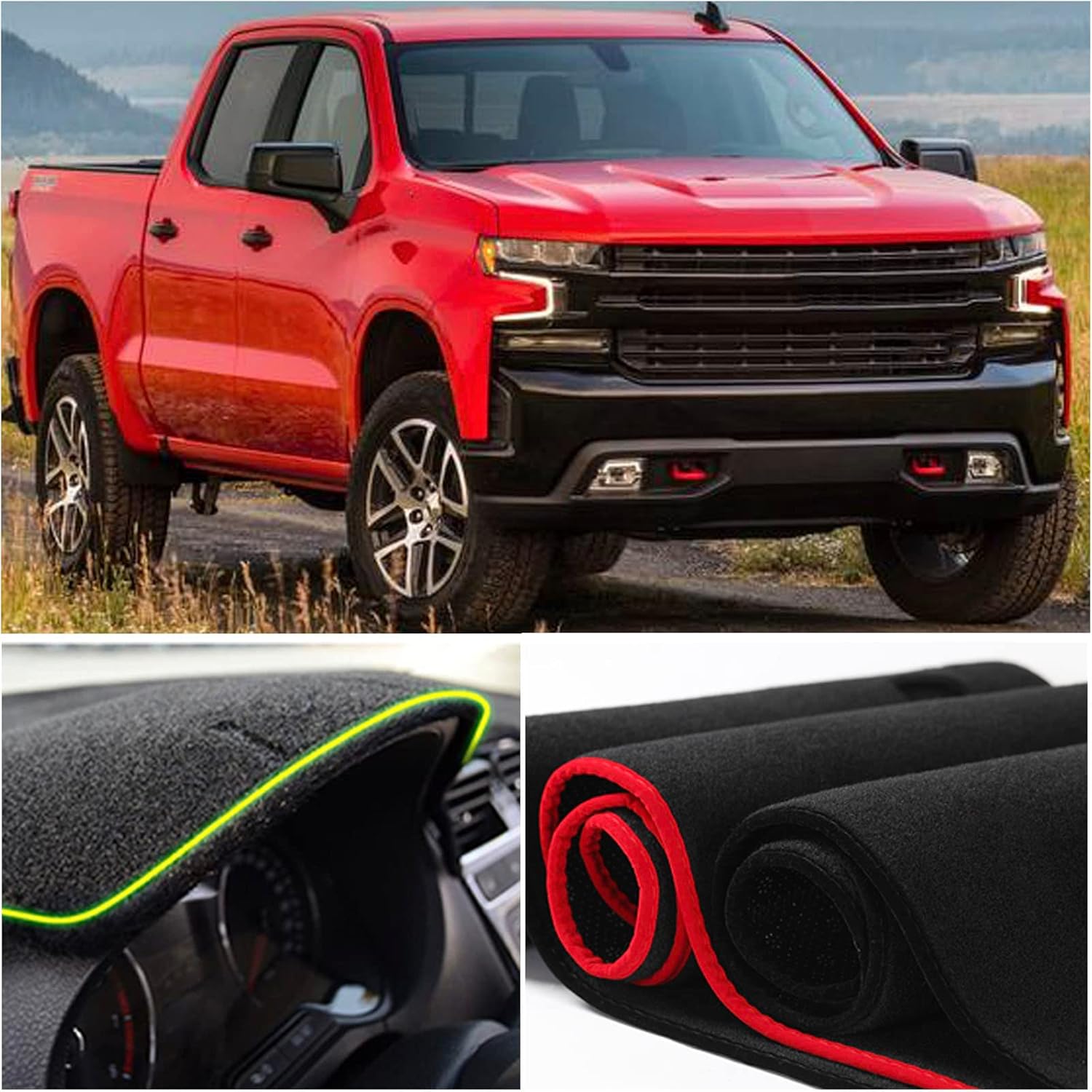KEEGTBOX Cubierta de tapete para salpicadero, consola central interior personalizada compatible con Chevrolet SilveradoGMC Sierra 1500 2500 3500