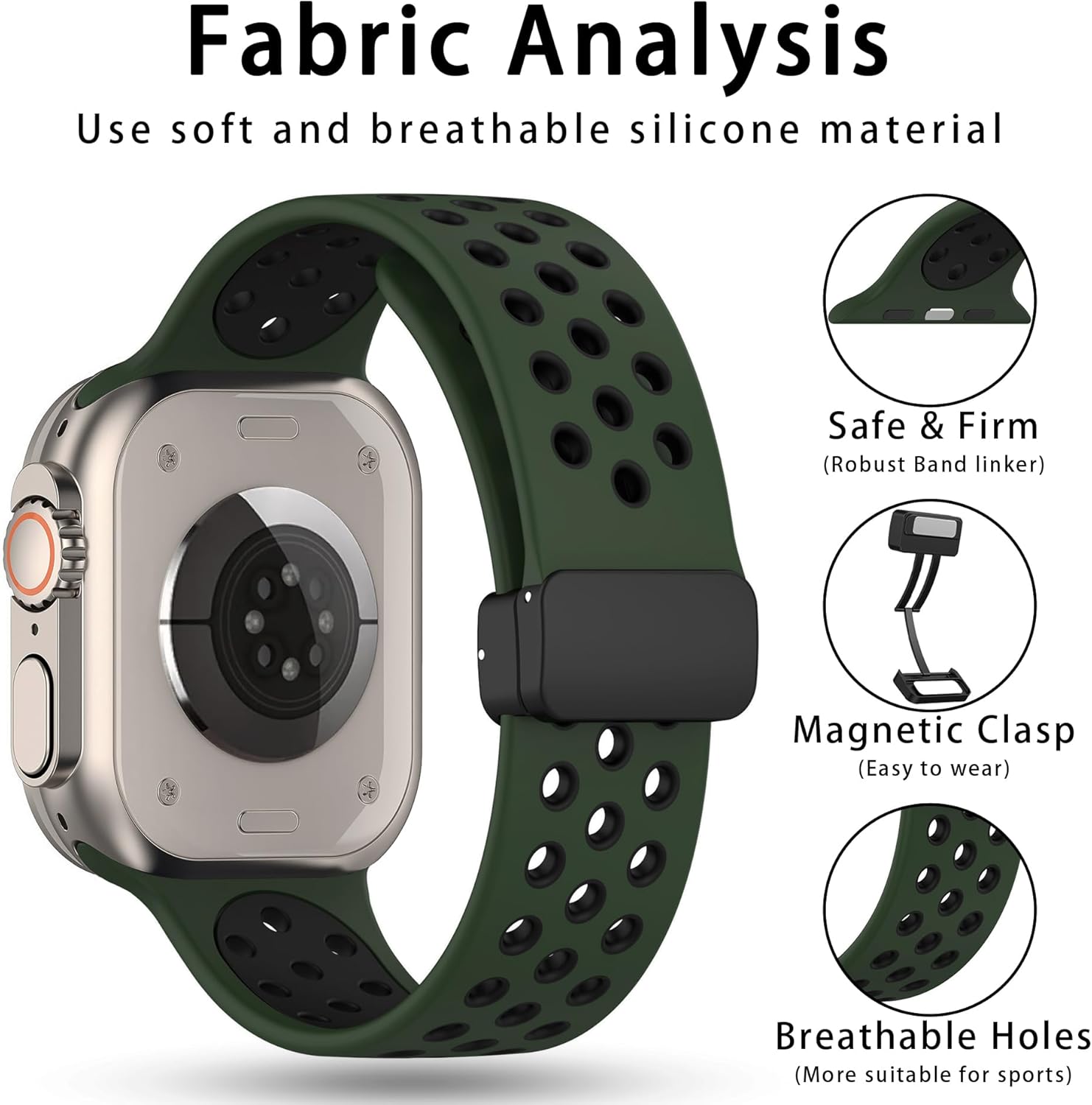 Eiavike Correa deportiva para correas de Apple Watch de 1.929 in, 1.772 in, 1.732 in, 1.654 in, 1.614 in, 1.575 in, 1.496 in, impermeable,