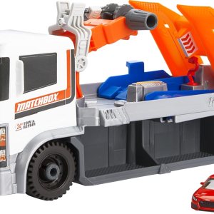 Matchbox Coche de juguete y juego, camión de remolque y reparación de conductores de acción con juguete a escala 164 Audi TT RS Coupe, grúa de Matchbox Coche de juguete y juego, camión de remolque y reparación de conductores de acción con juguete a escala 164 Audi TT RS Coupe, grúa de