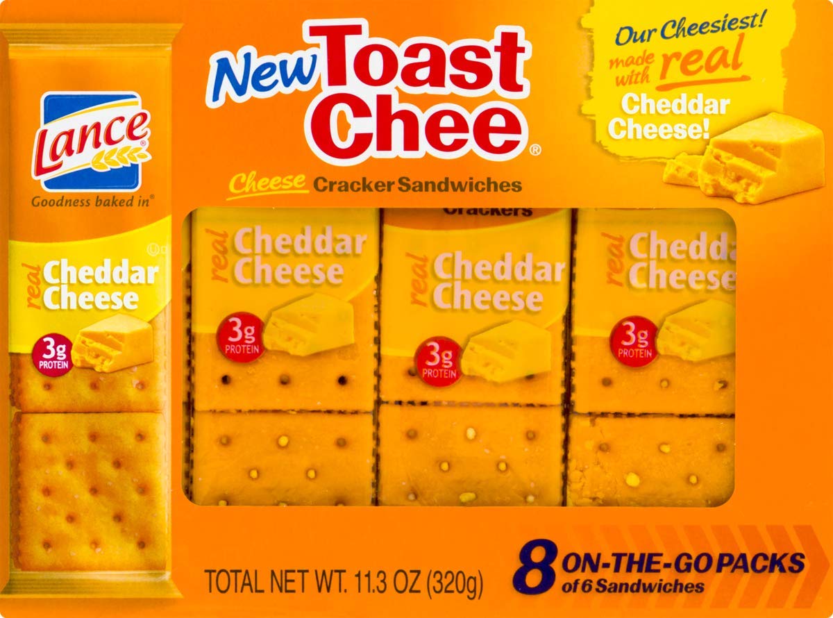 Lance Toasty, ToastChee, queso crema y cebollino o miel mantequilla de maní, seis paquetes (queso tostado)