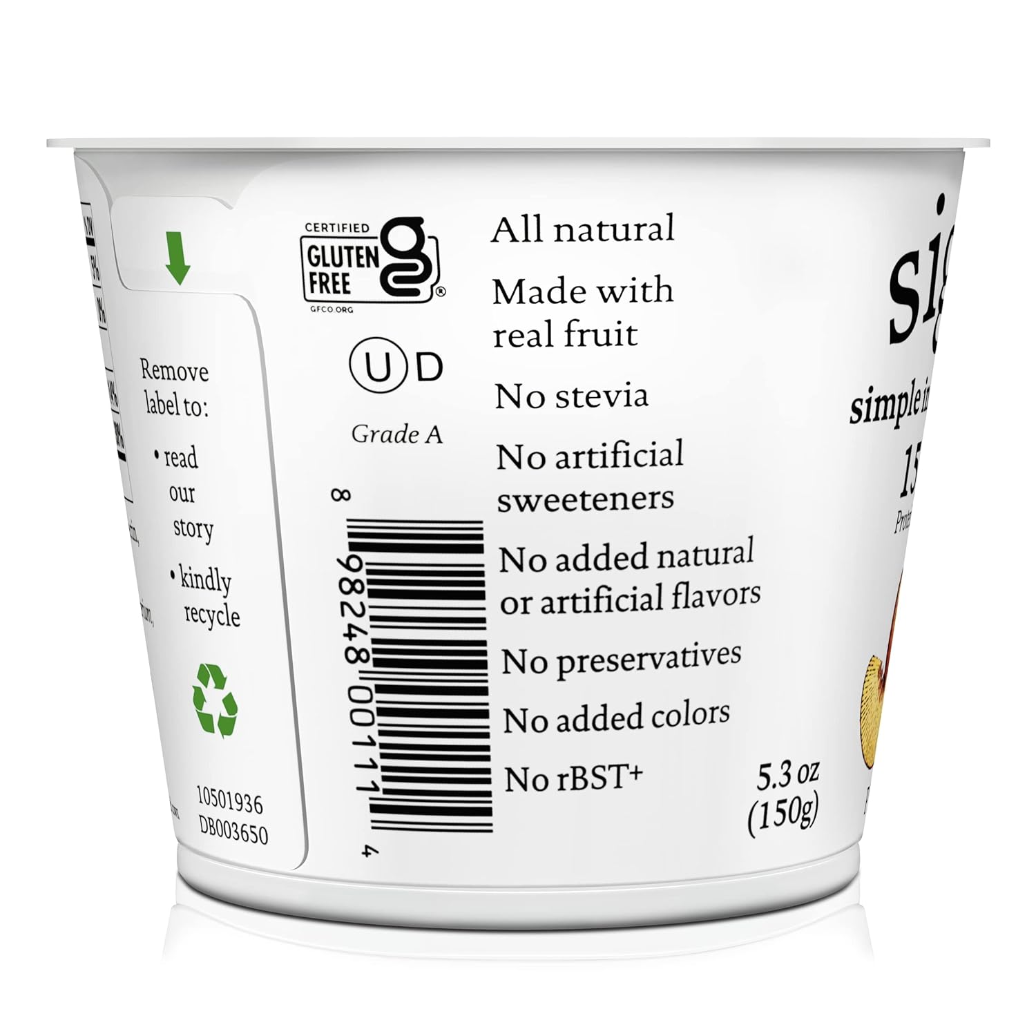 siggi’s Yogur islandés sin grasa, melocotón, 5.3 onzas taza de una sola porción, bocadillo de yogur grueso y rico en proteínas