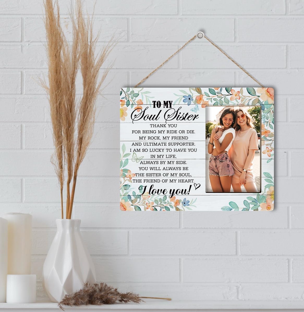 Marco de mejor amiga, regalo de hermana del alma, letrero de placa de madera enmarcada, marco de fotos de madera, regalo ideal para cumpleaños de