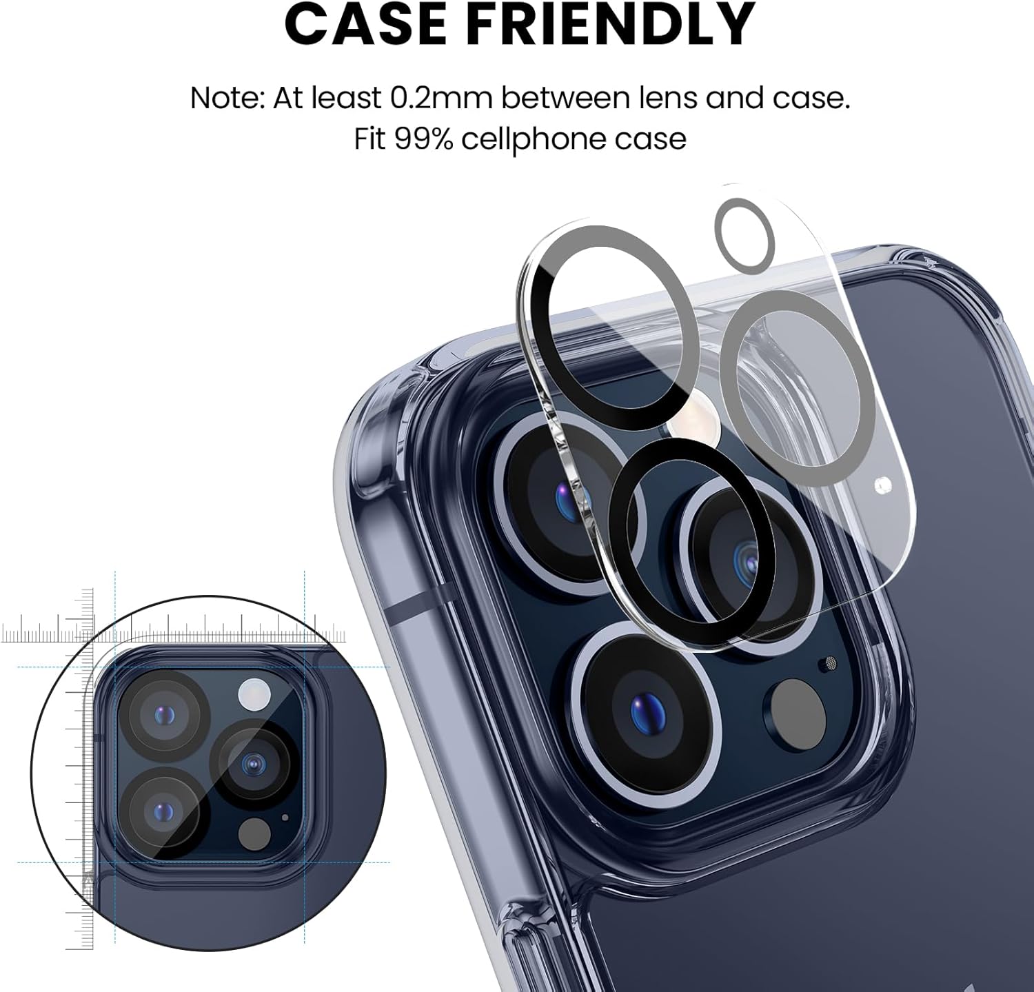 Tensea 3 piezas Protector de pantalla de cámara para iPhone 15 Pro  15 Pro Max, protector de lente de película de vidrio templado, transparente de