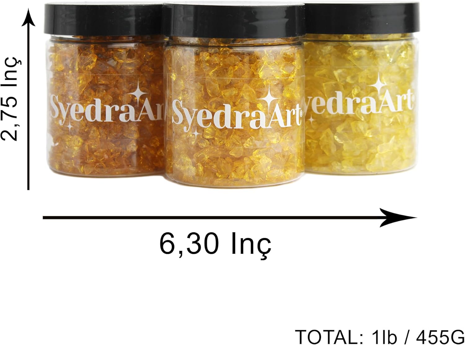 Syedra – Vidrio triturado para manualidades, arte de resina, juego de 3, piezas de espejo de color triturado de 0.16 a 0.23 pulgadas, 1 libra