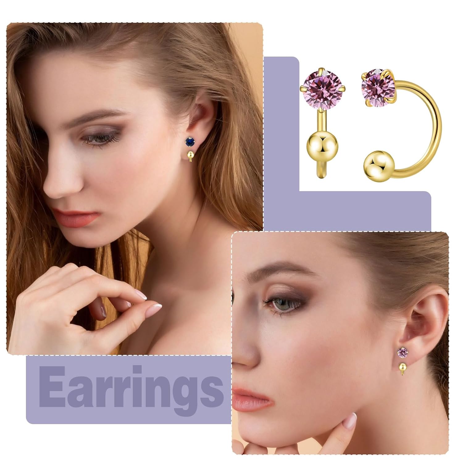 Huggie Half Hoop Earrings for Women Girl Tiny Cartilage Earring Birthstone Stud Earrings For Women Tiny Boho Colored Cartilage Earring Screw Back