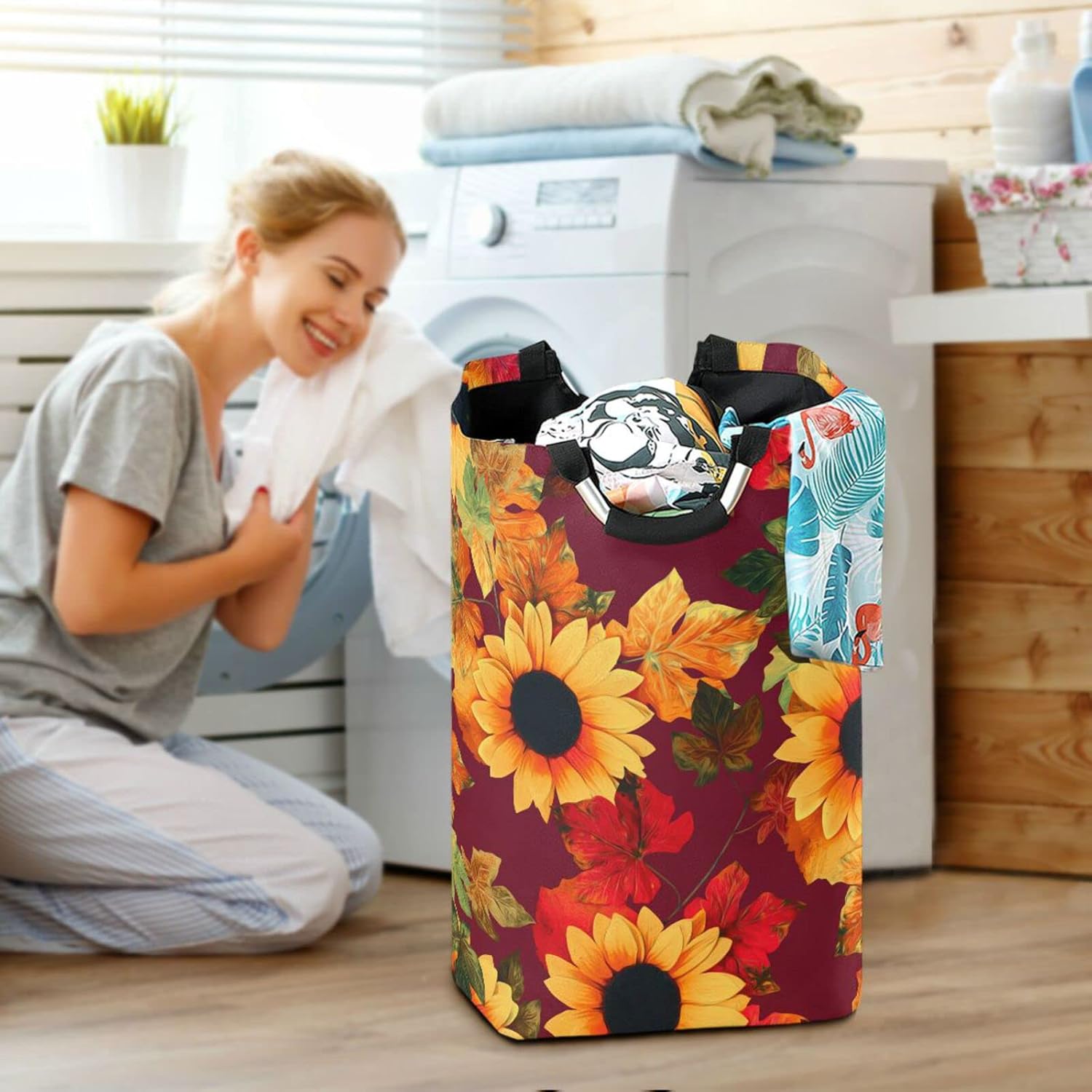 Cesta de lavandería para la ropa sucia, bolsa plegable grande, impermeable, cesta de ropa con asa, duradera, vertical, bien sucia, para ropa,