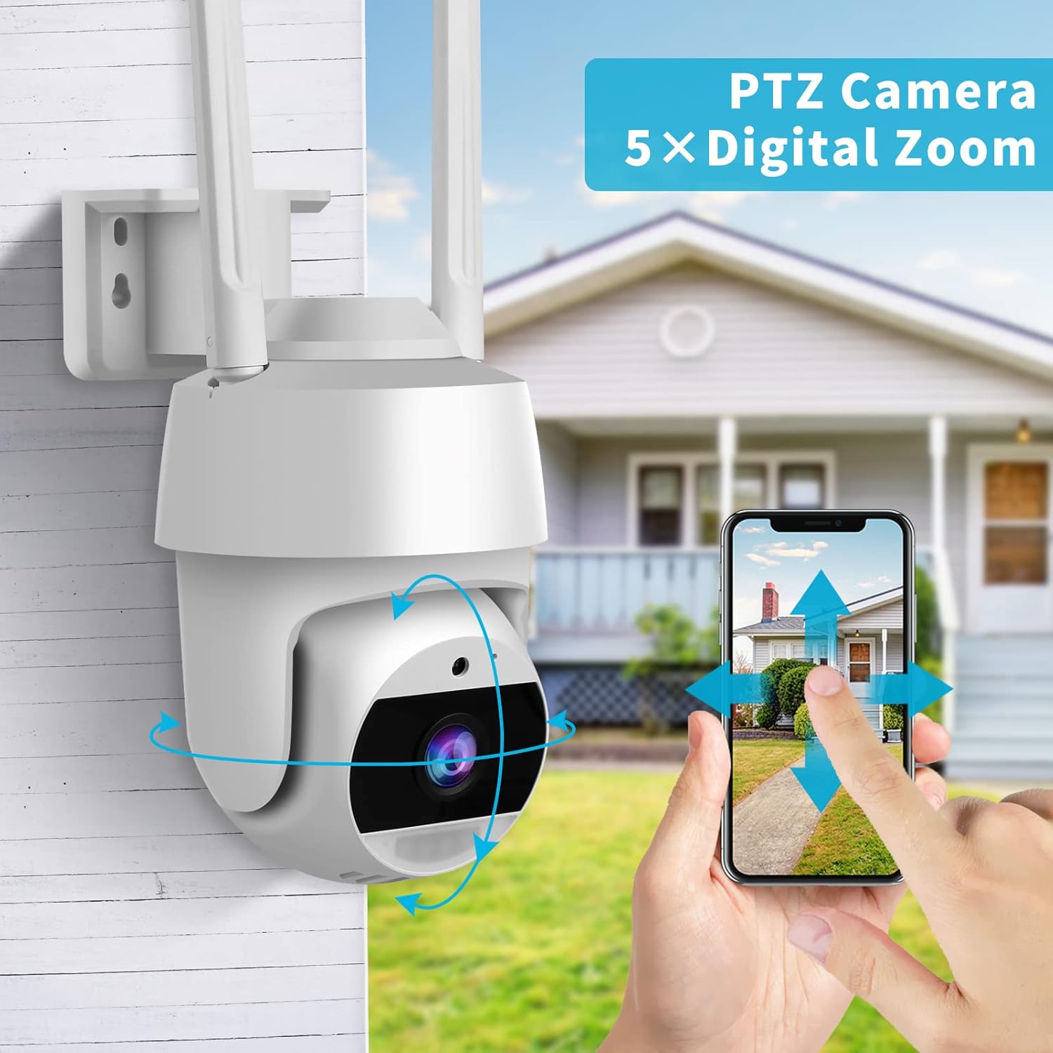P Panoraxy Cámara de seguridad WiFi 2K para exteriores, cámara de seguridad inalámbrica HD para exteriores con seguimiento automático de movimiento,