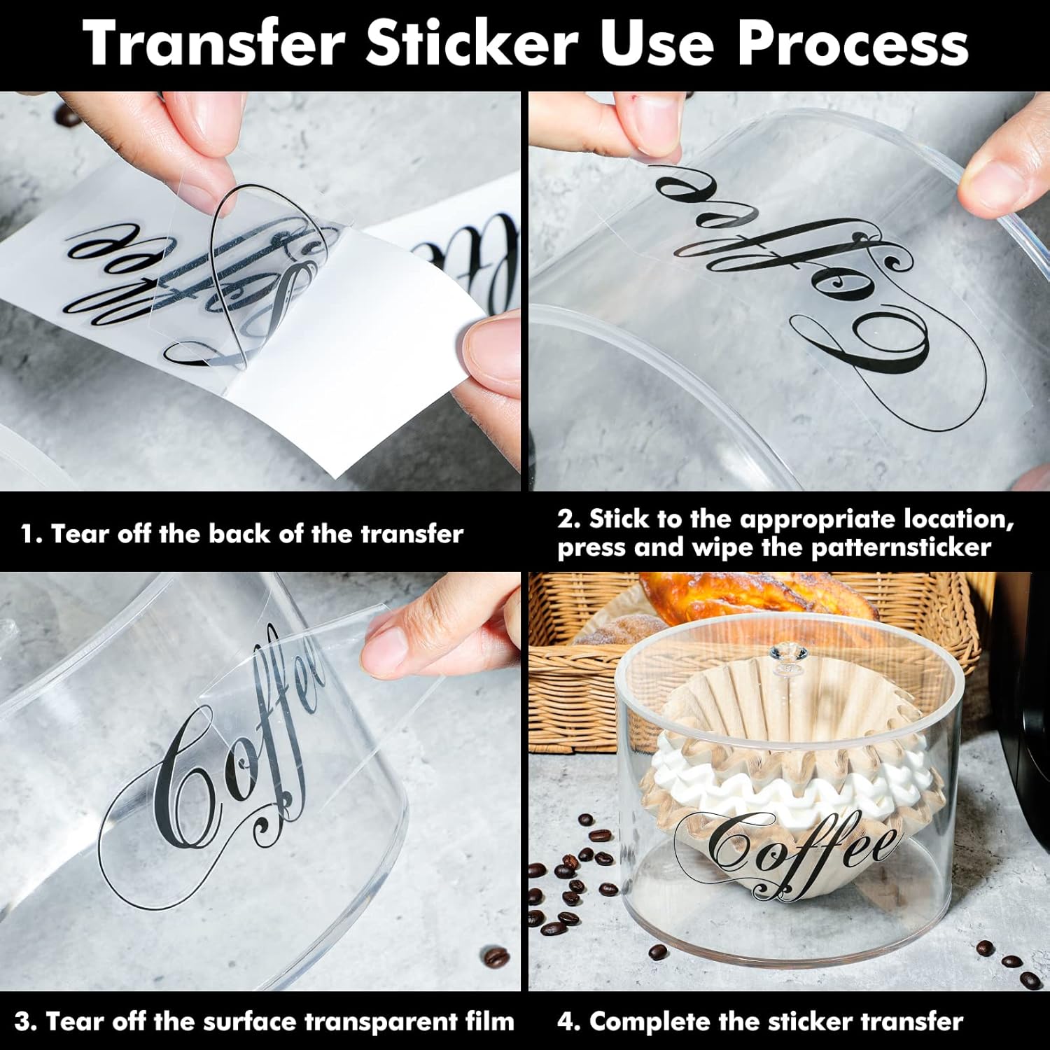 Soporte de filtro de café acrílico, contenedor de almacenamiento de filtro de café transparente con tapa, dispensador de filtro de café de cesta