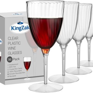 Copas de vino prémium de 8 onzas, plástico duro transparente, 1 pieza, paquete económico, 96 unidades Copas de vino prémium de 8 onzas, plástico duro transparente, 1 pieza, paquete económico, 96 unidades