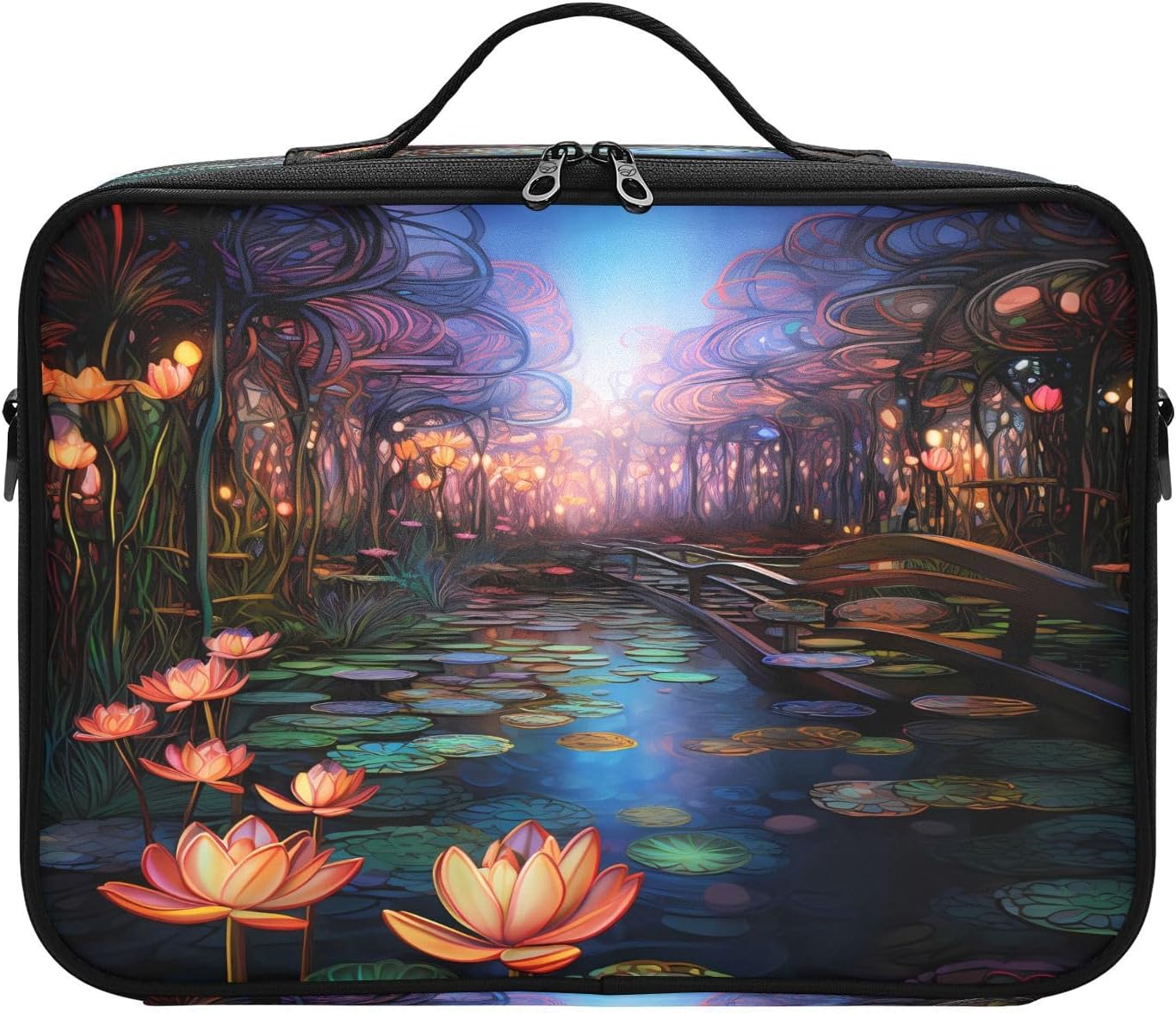 Lotus – Bolsas de maquillaje de viaje de gran capacidad estilo chino para mujeres, bolsa organizadora, bolsa de maquillaje grande para maquillaje de