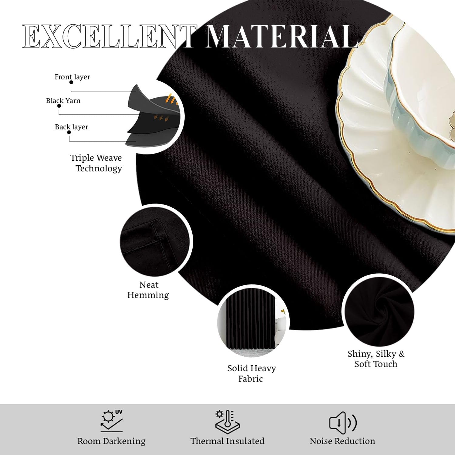 Magic Drapes – Cortina de ventana con doble plisado, 100% poliéster, para la decoración del hogar 2 paneles tipo blackout con aislamiento térmico.